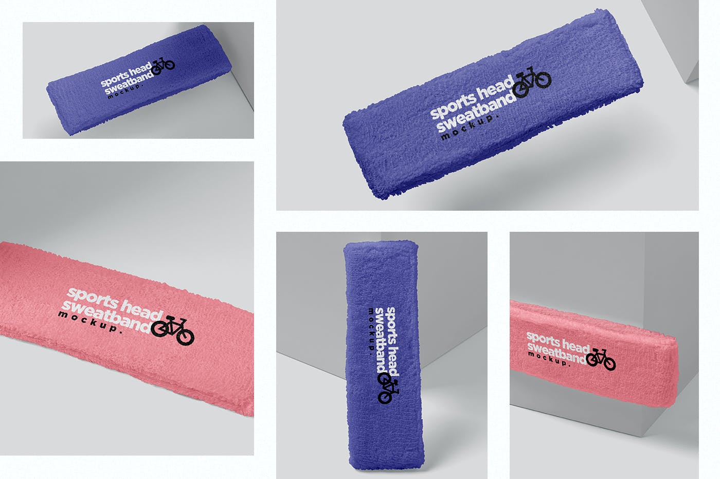 5款运动头汗带设计PSD样机 Head Sweat Band Mockups_img_2