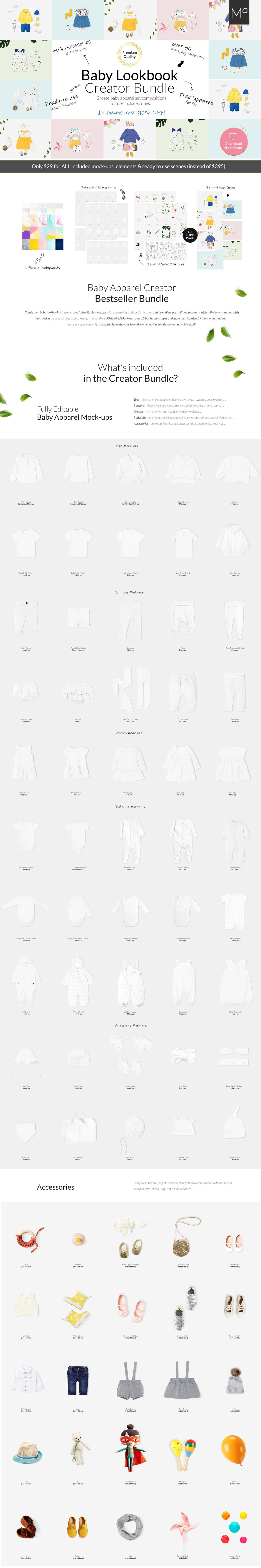 婴儿服装设计展示PS贴图样机模板大集合 Baby Lookbook Creator Bundle Mockups_img_2