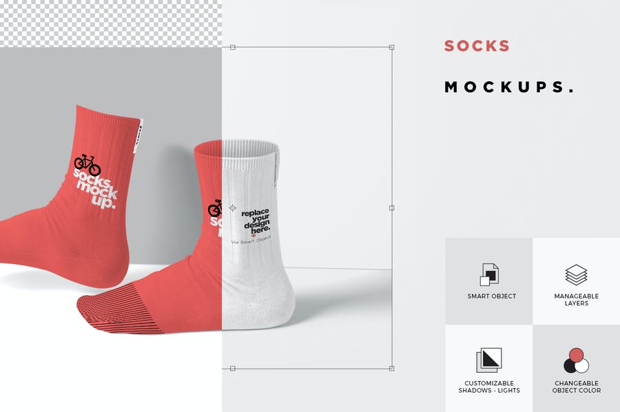 简约运动品牌袜子袜子设计展示样机 Socks Mock Ups_img_3