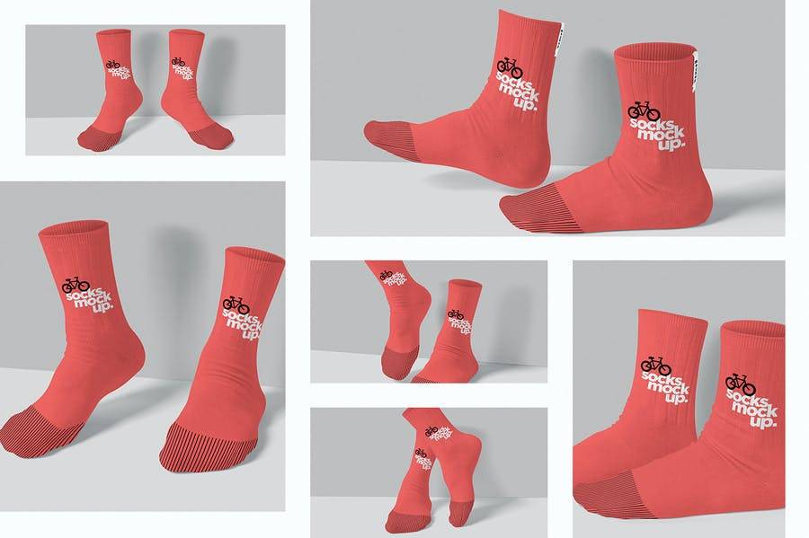 简约运动品牌袜子袜子设计展示样机 Socks Mock Ups_img_3