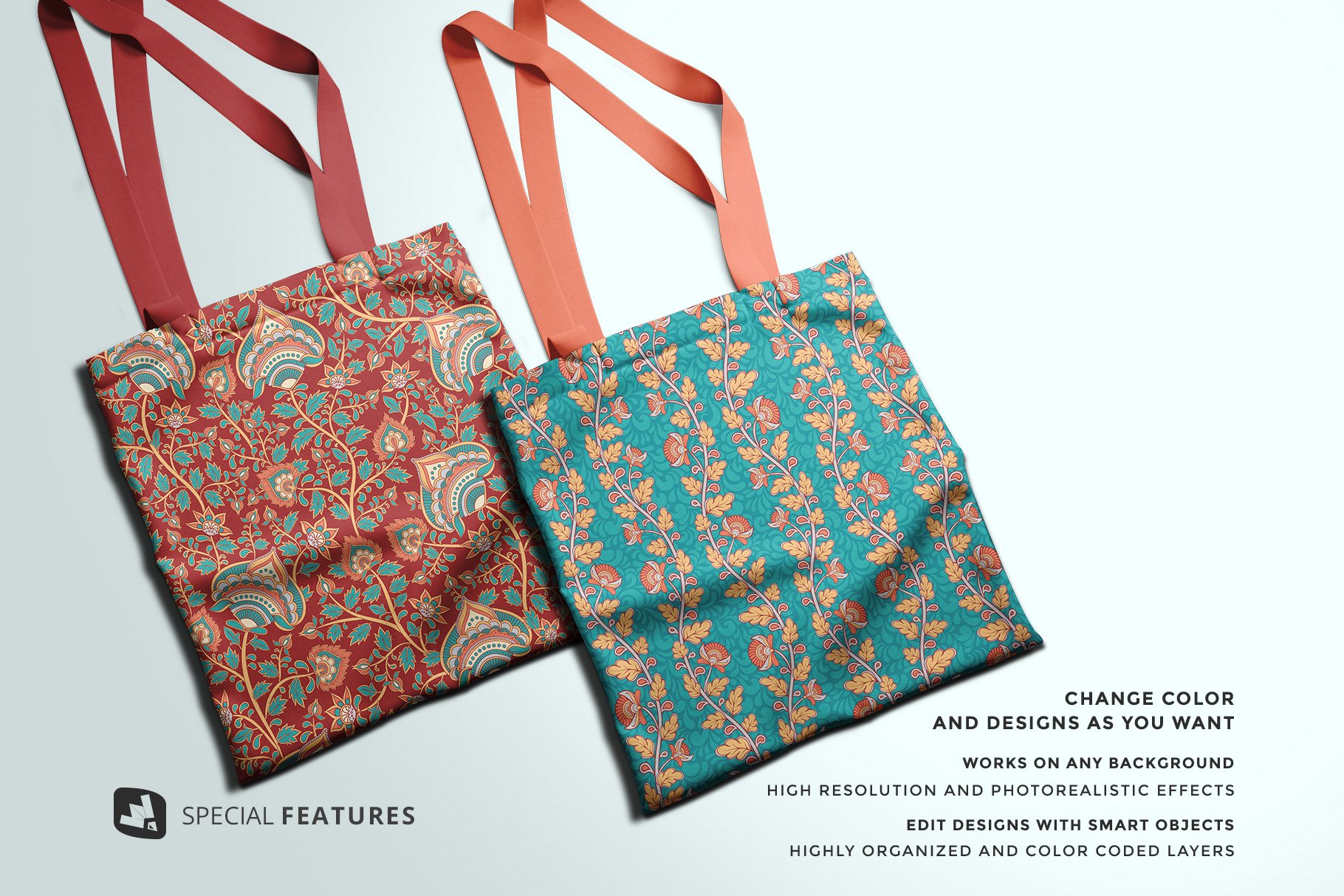 顶视图无纺布购物帆布袋设计展示贴图样机 Topview Reusable Cotton Bag Mockup_img_2