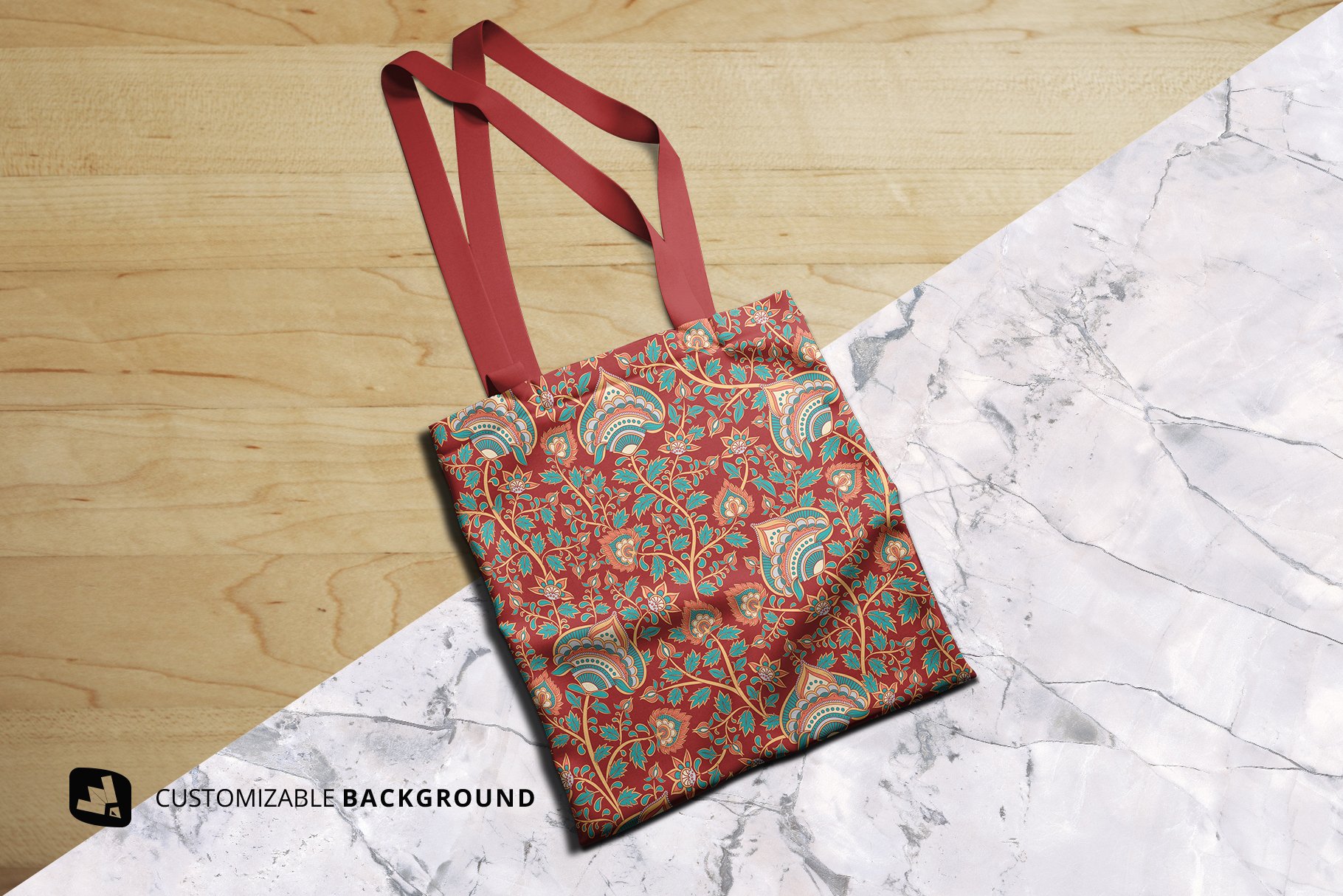 顶视图无纺布购物帆布袋设计展示贴图样机 Topview Reusable Cotton Bag Mockup_img_2