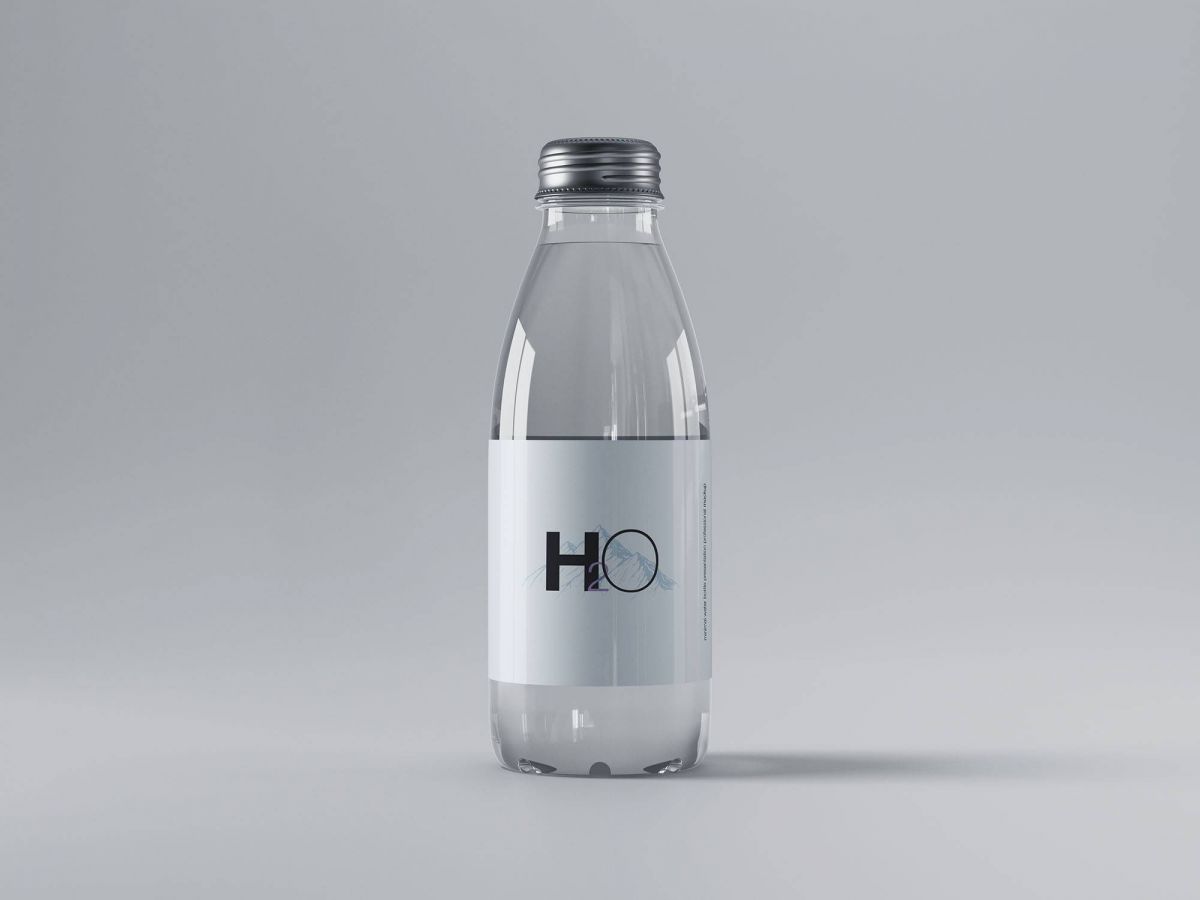 时尚透明矿泉水瓶设计展示贴图样机模板 Mini Glass Water Bottle Mockup_img_3