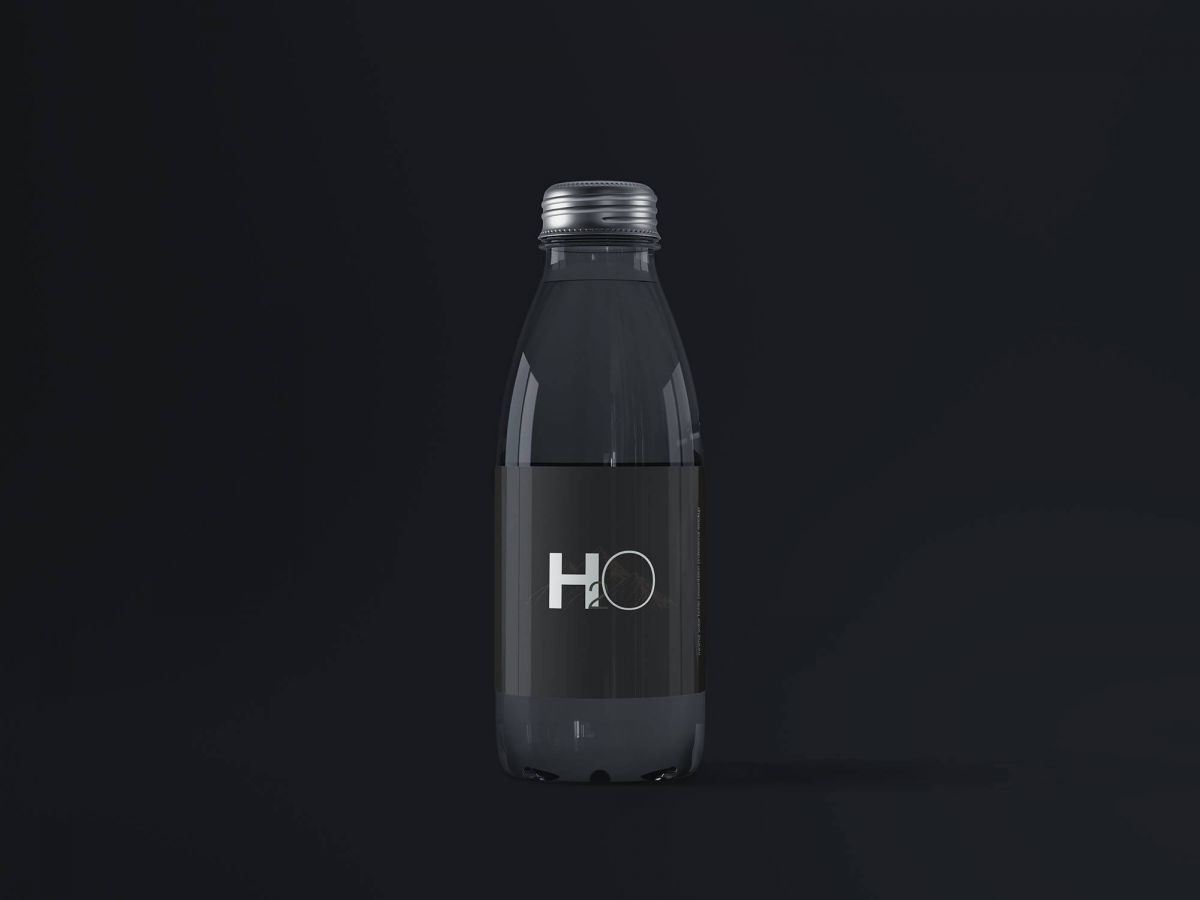 时尚透明矿泉水瓶设计展示贴图样机模板 Mini Glass Water Bottle Mockup_img_3