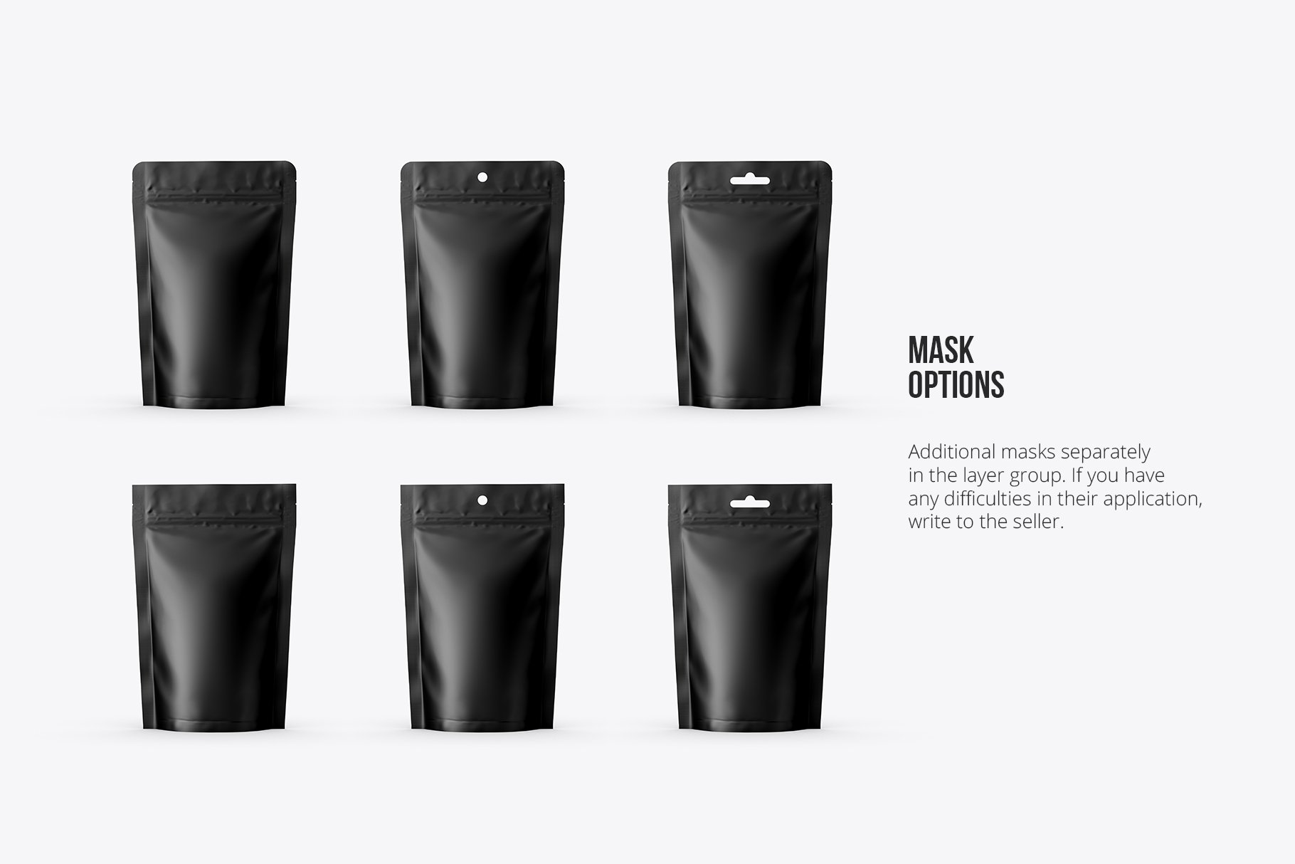 前视图立式食品拉链自封塑料袋设计展示贴图样机 Stand Up Pouch Mockup Front View_img_2