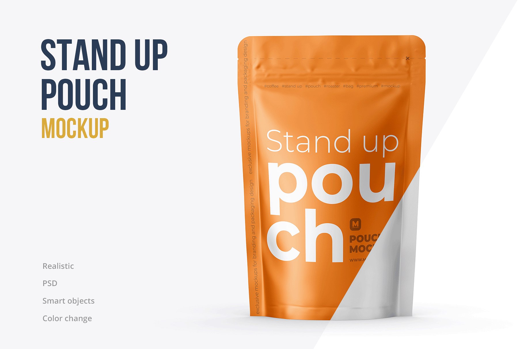 前视图立式食品拉链自封塑料袋设计展示贴图样机 Stand Up Pouch Mockup Front View_img_2