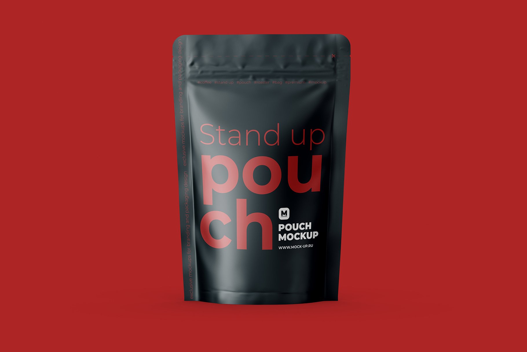 前视图立式食品拉链自封塑料袋设计展示贴图样机 Stand Up Pouch Mockup Front View_img_2