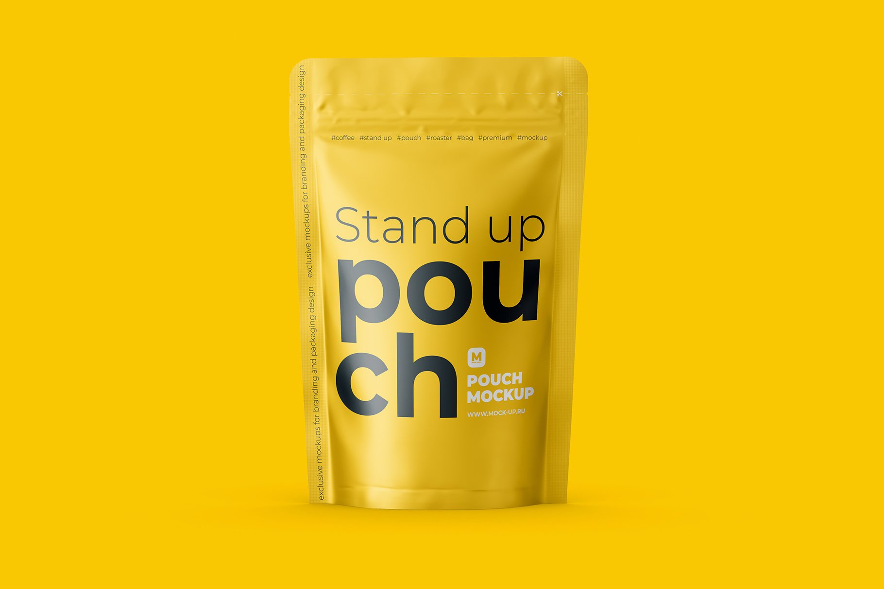 前视图立式食品拉链自封塑料袋设计展示贴图样机 Stand Up Pouch Mockup Front View_img_2