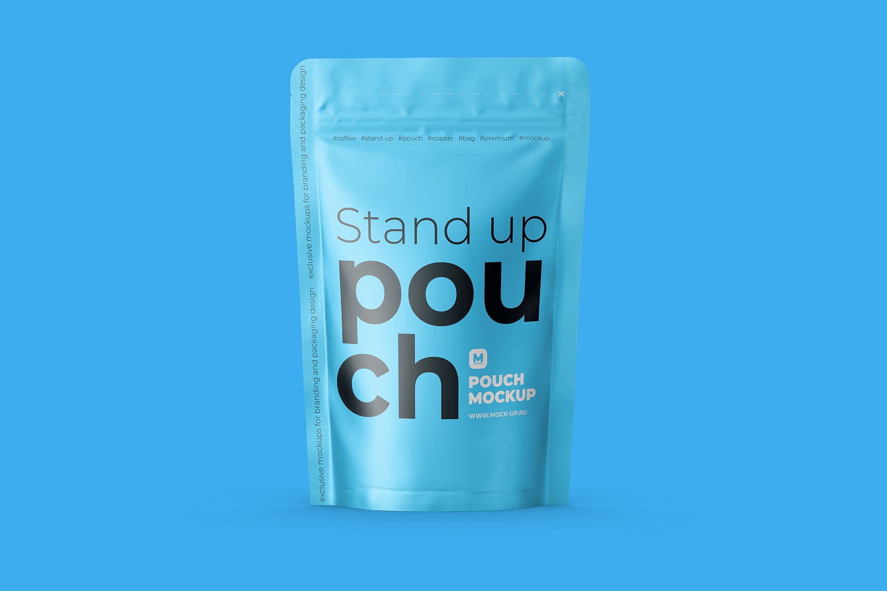 前视图立式食品拉链自封塑料袋设计展示贴图样机 Stand Up Pouch Mockup Front View_img_2