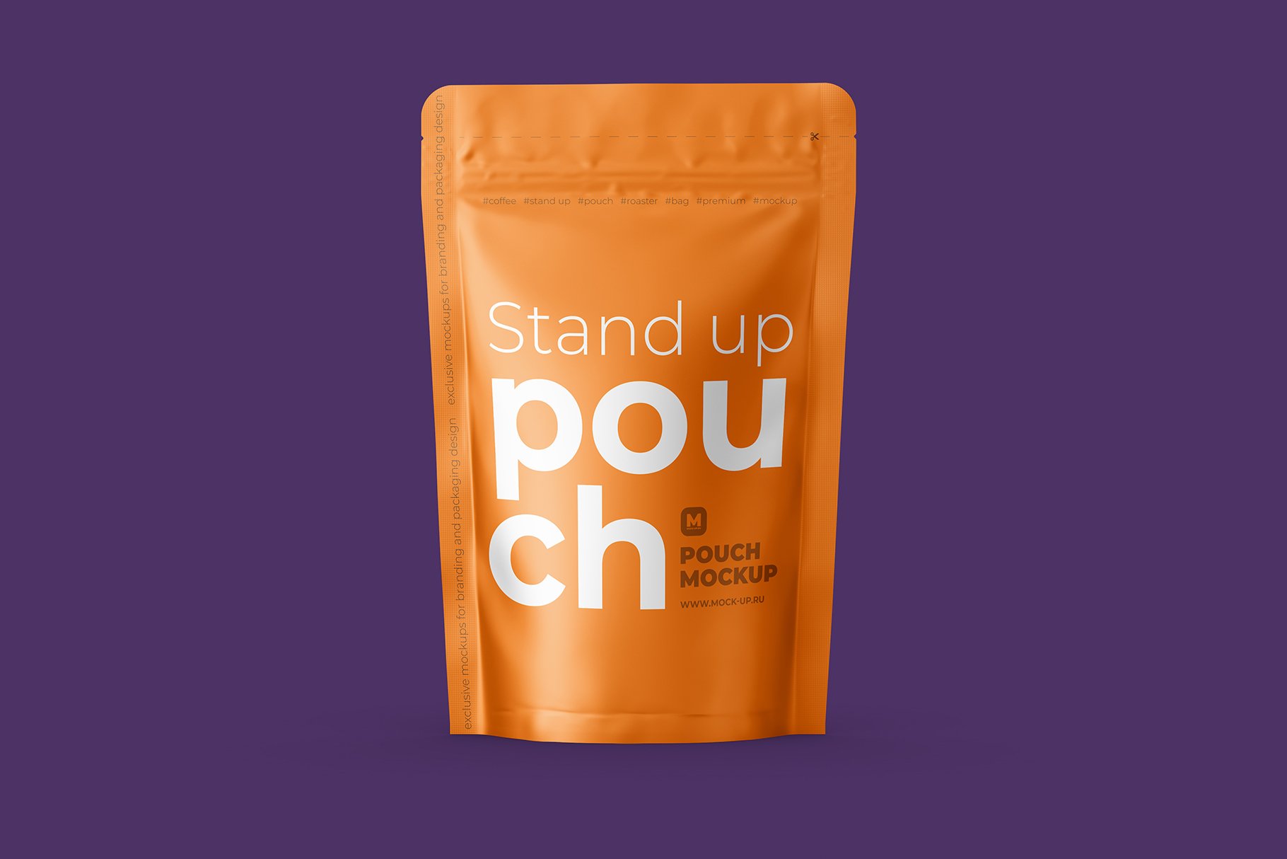 前视图立式食品拉链自封塑料袋设计展示贴图样机 Stand Up Pouch Mockup Front View_img_2