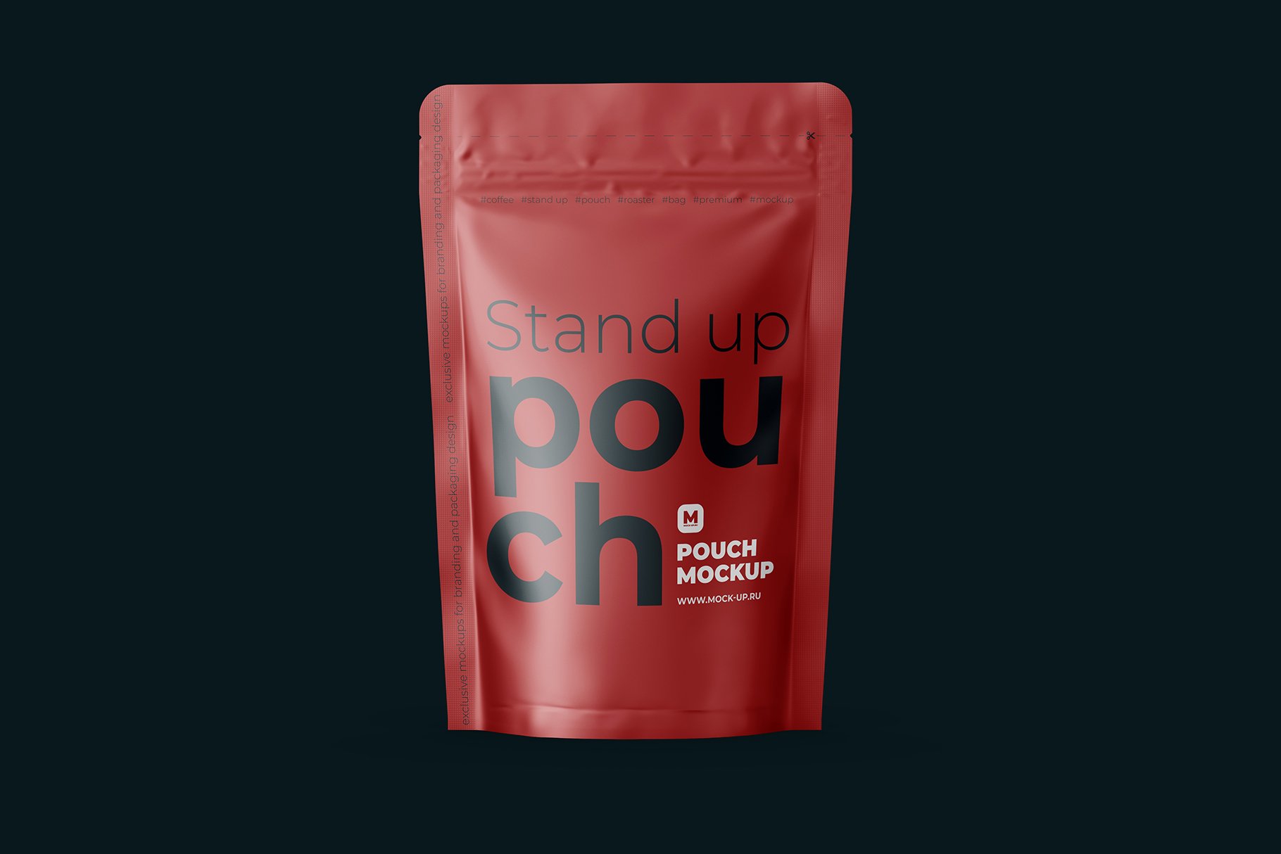 前视图立式食品拉链自封塑料袋设计展示贴图样机 Stand Up Pouch Mockup Front View_img_2