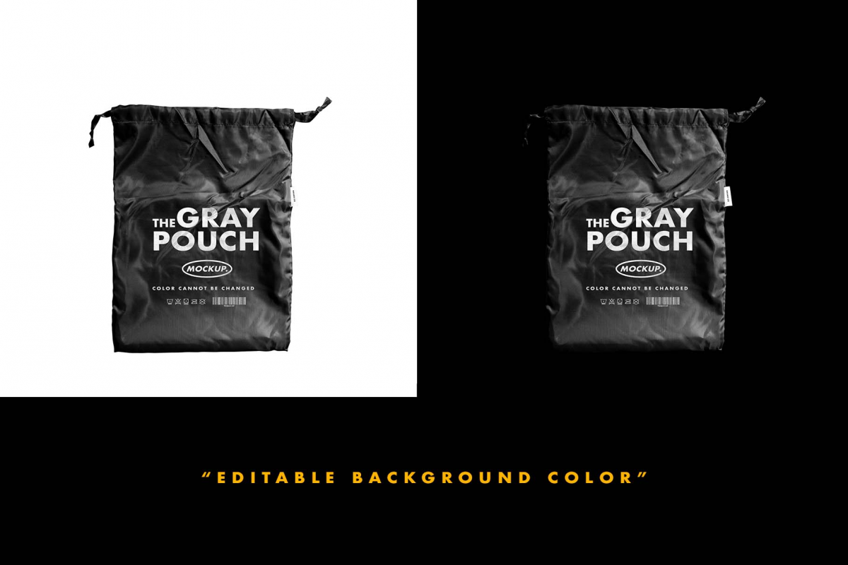 系带产品快递布袋设计展示贴图样机 Gray Pouch Mockups_img_2