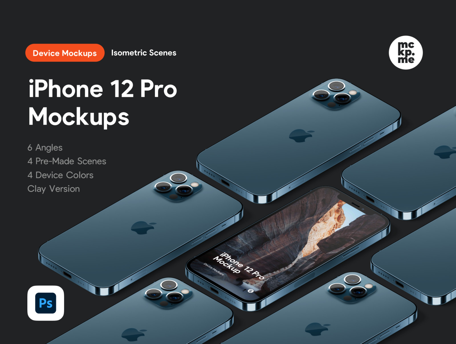 时尚等距苹果iPhone 12 Pro手机软件APP界面设计展示样机合集 iPhone 12 Pro Isometric Pack_img_2