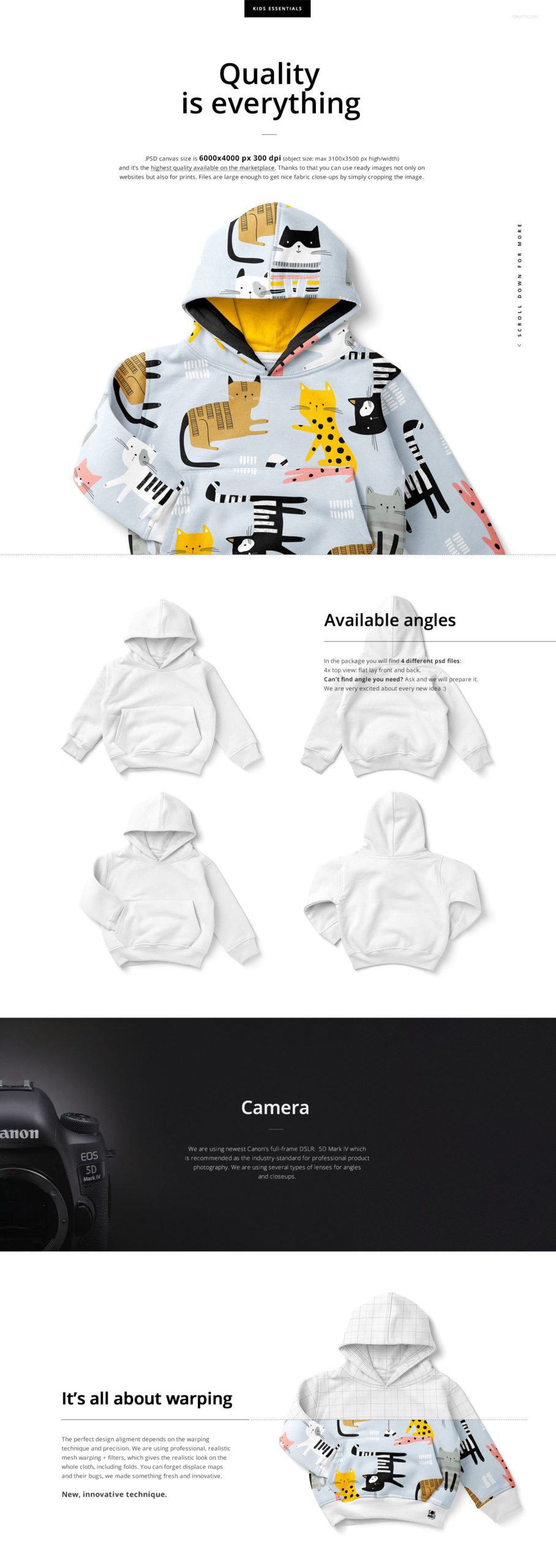 儿童连衣帽卫衣上衣印花图案设计展示贴图样机合集 Kids Pull On Hoodie Mockup Set_img_2