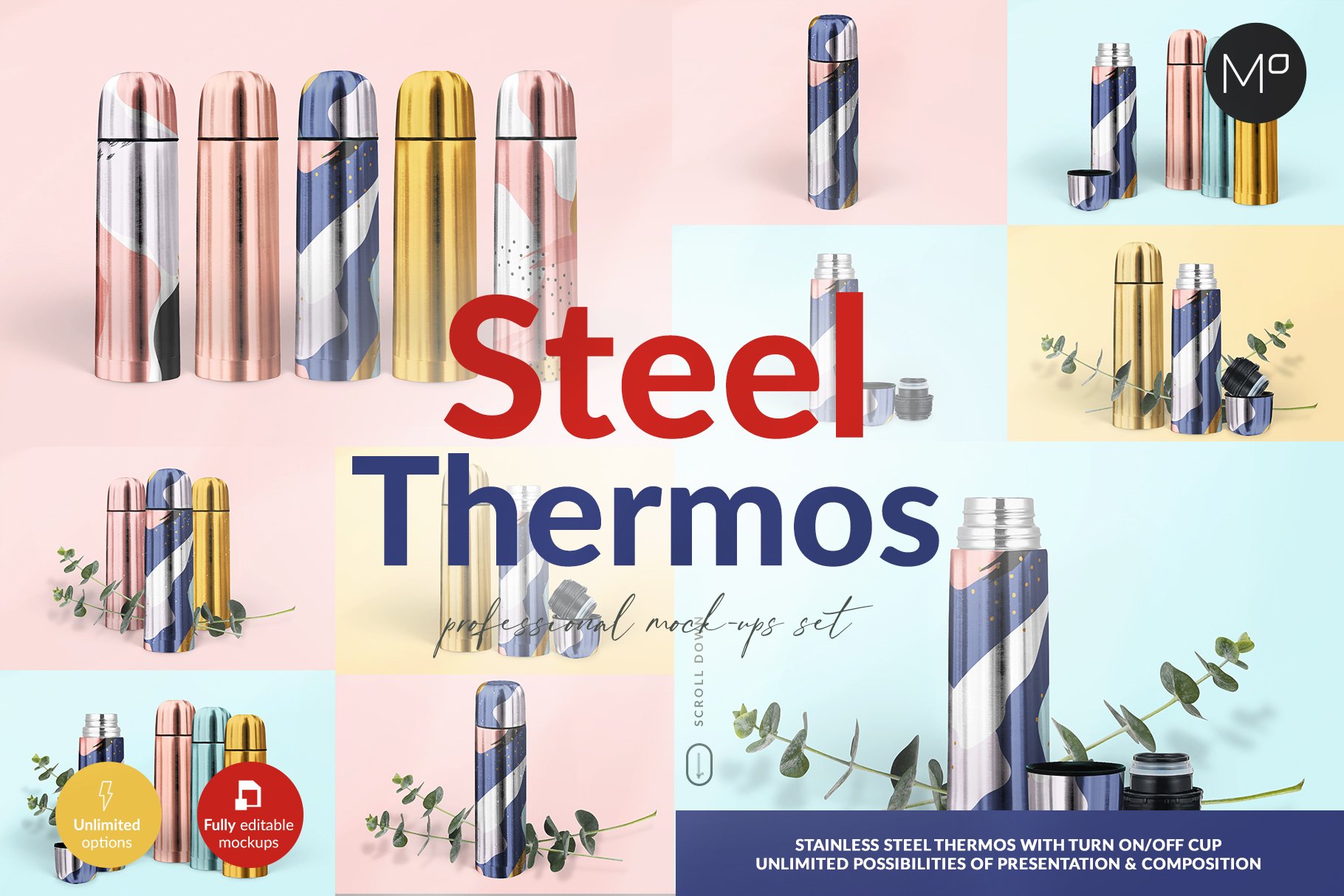 金属不锈钢保温壶设计展示贴图样机模板 Steel Thermos Mock-ups_img_2