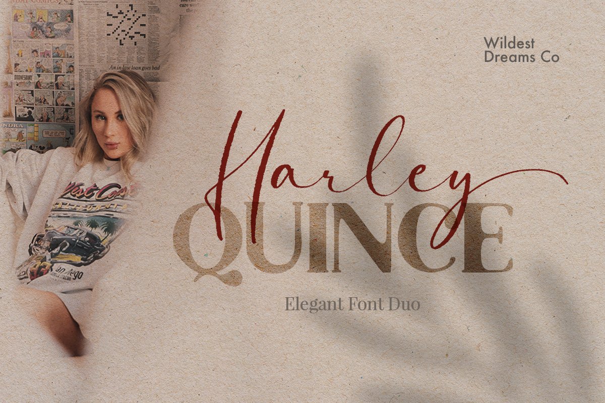 现代优雅画册海报标题Logo设计衬线手写签名字体素材 Harley Quince Elegant Font Duo_img_2