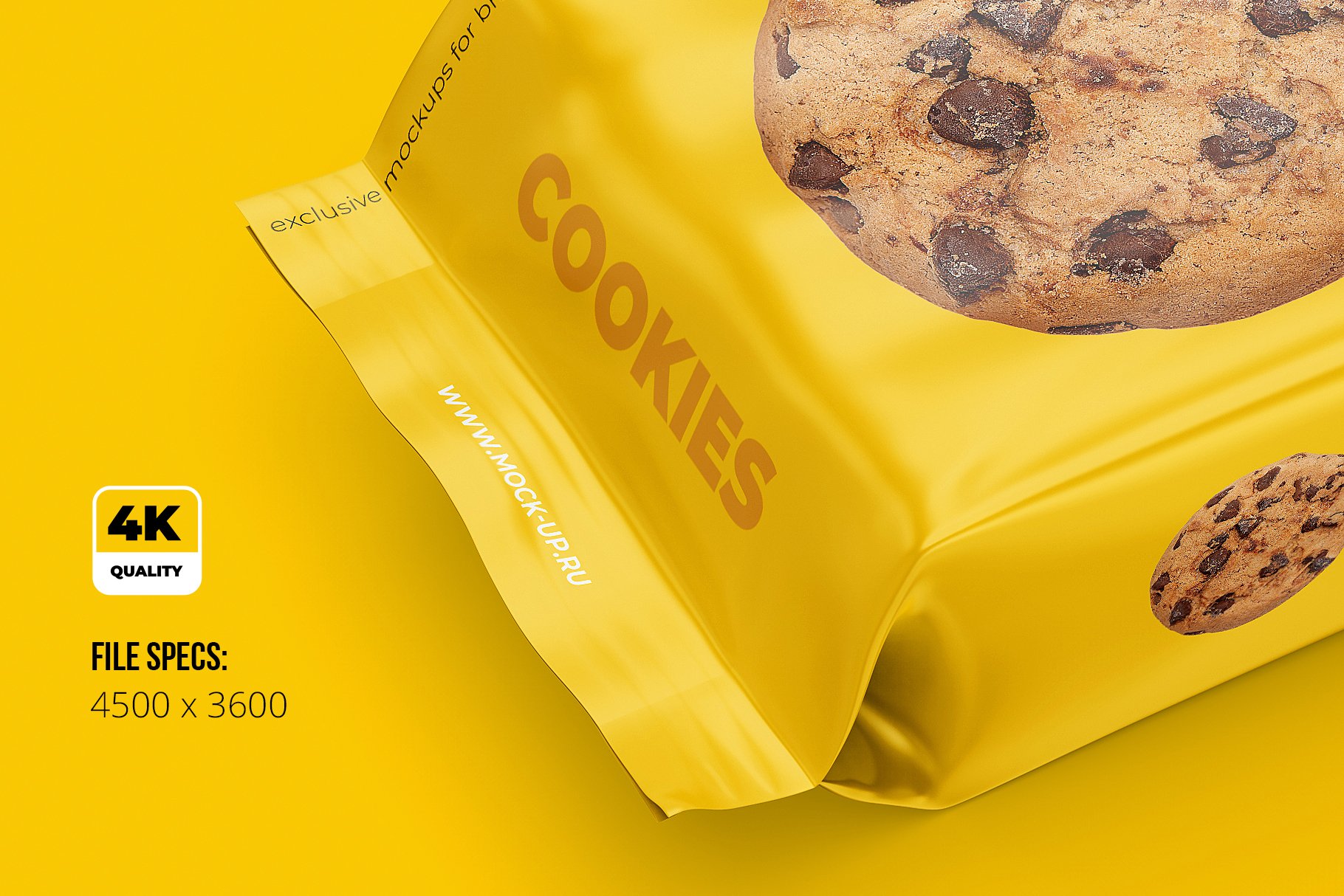 流包散装饼干食品塑料包装袋设计展示贴图样机 Flow Pack Cookies Mockup_img_2