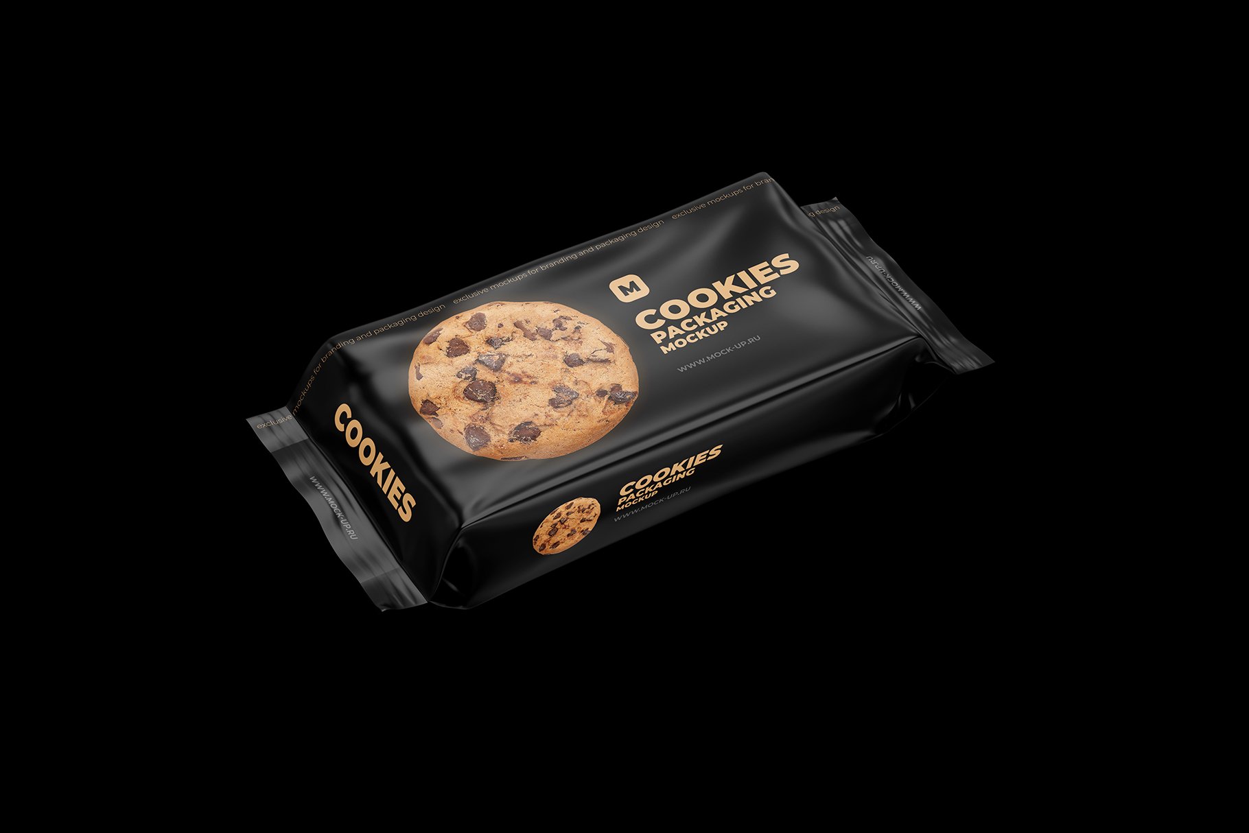 流包散装饼干食品塑料包装袋设计展示贴图样机 Flow Pack Cookies Mockup_img_2