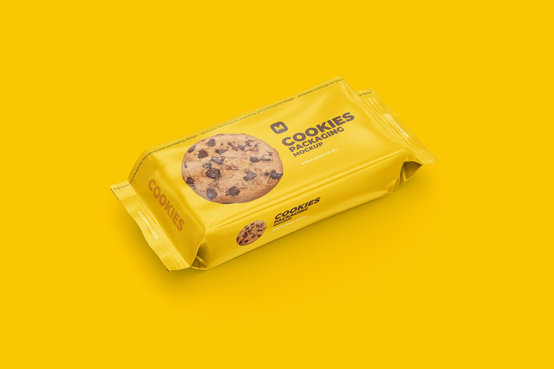 流包散装饼干食品塑料包装袋设计展示贴图样机 Flow Pack Cookies Mockup_img_2