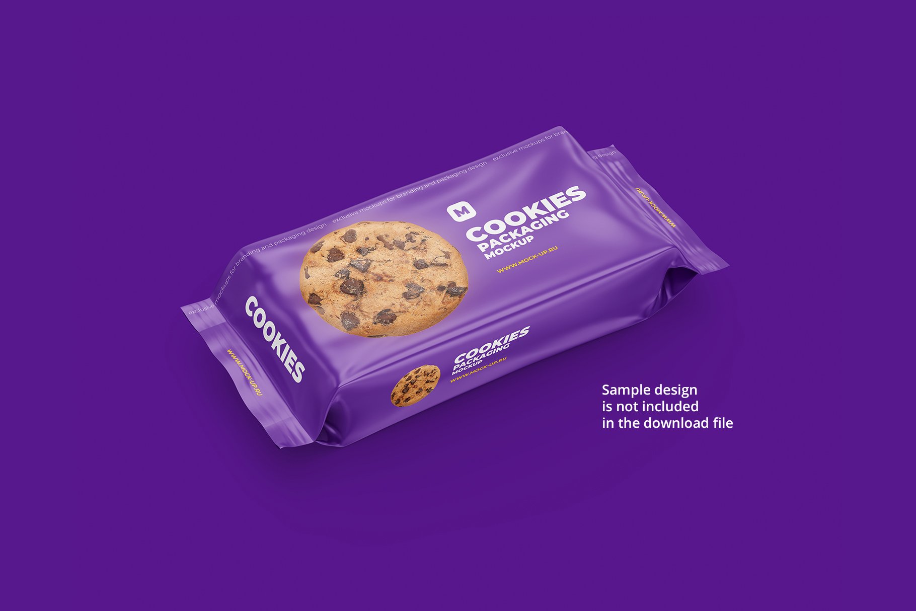 流包散装饼干食品塑料包装袋设计展示贴图样机 Flow Pack Cookies Mockup_img_2