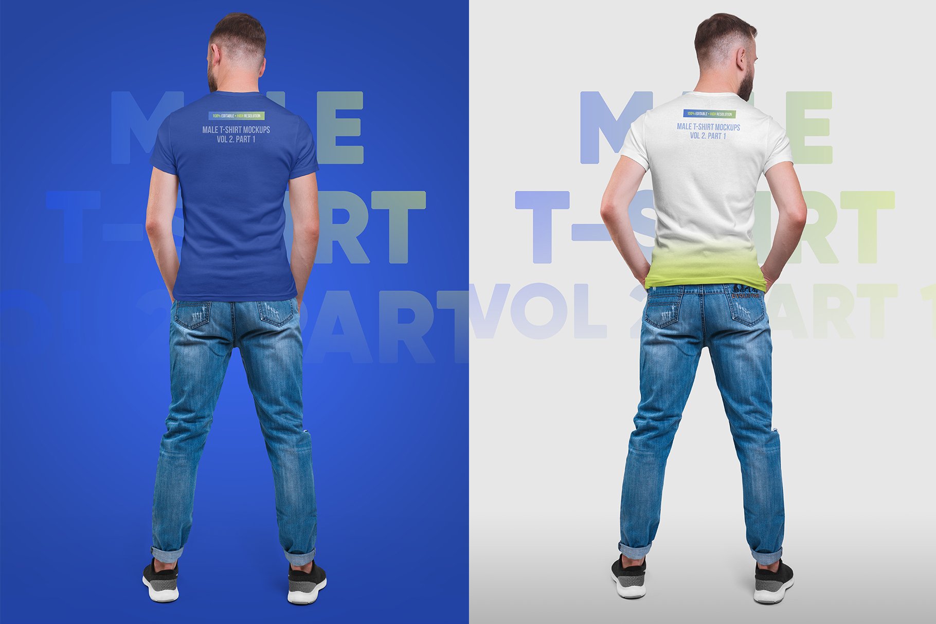 14款高质量男士半袖T恤印花图案设计展示贴图样机 Male T-Shirt PSD Mockups Vol2_img_2