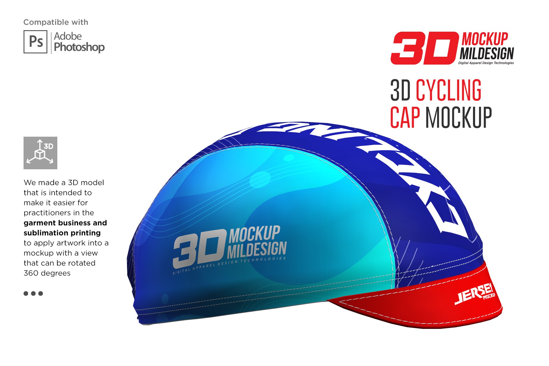 3D自行车头盔外观设计展示贴图样机 3D Cycling Cap Mockup_img_2