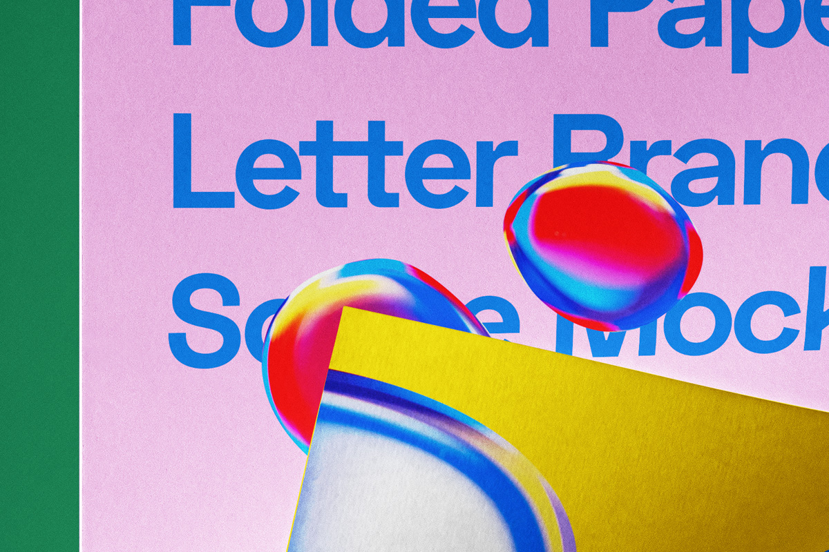 折叠海报传单设计展示贴图PSD样机模板 Folded Letter Psd Paper Mockup_img_2