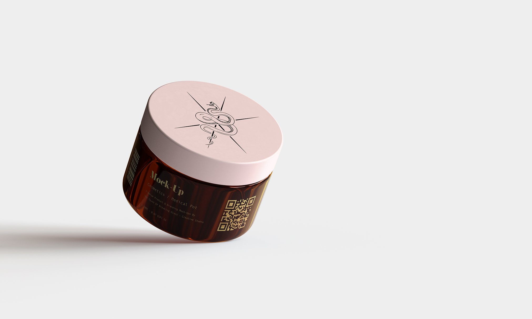 琥珀医药化妆品玻璃包装罐标签设计展示贴图样机 Amber Cosmetics Pot Mockup Vol.1_img_2