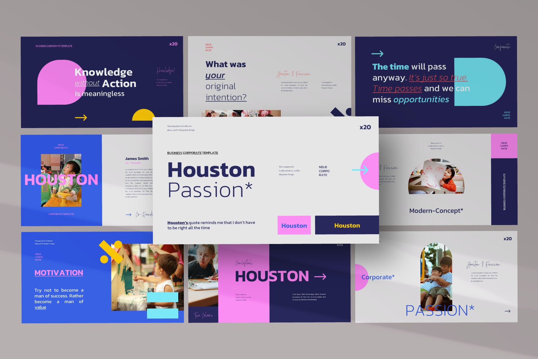 时尚多彩亲自早教儿童品牌营销演示文稿模板 Houston PowerPoint Template_img_2