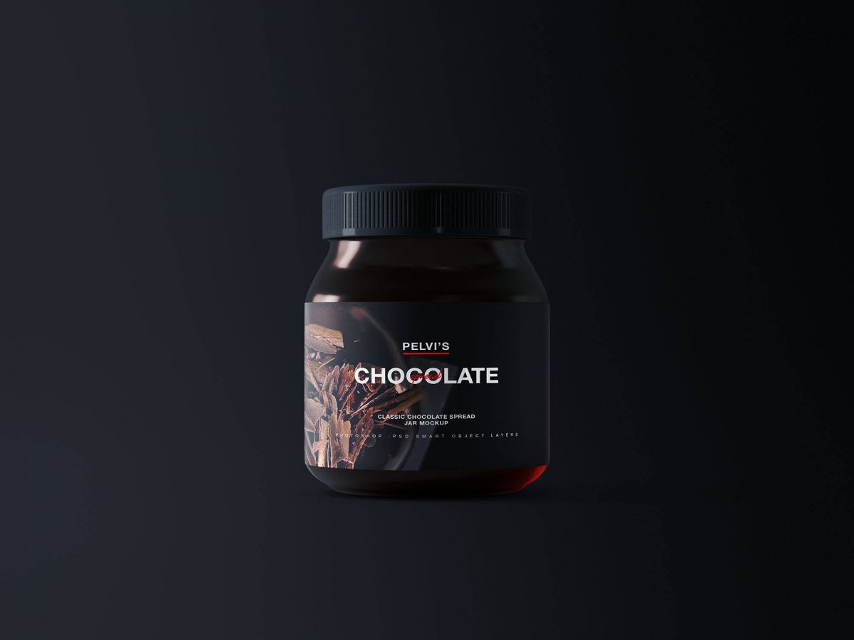 棕色快冲咖啡玻璃包装瓶标签设计PSD样机模板 Chocolate Jar Mockup_img_2