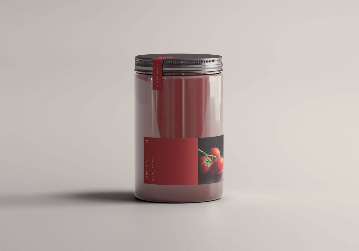 极简番茄酱玻璃罐标签设计展示PS贴图样机模板 Tomato Jar Mockup_img_3