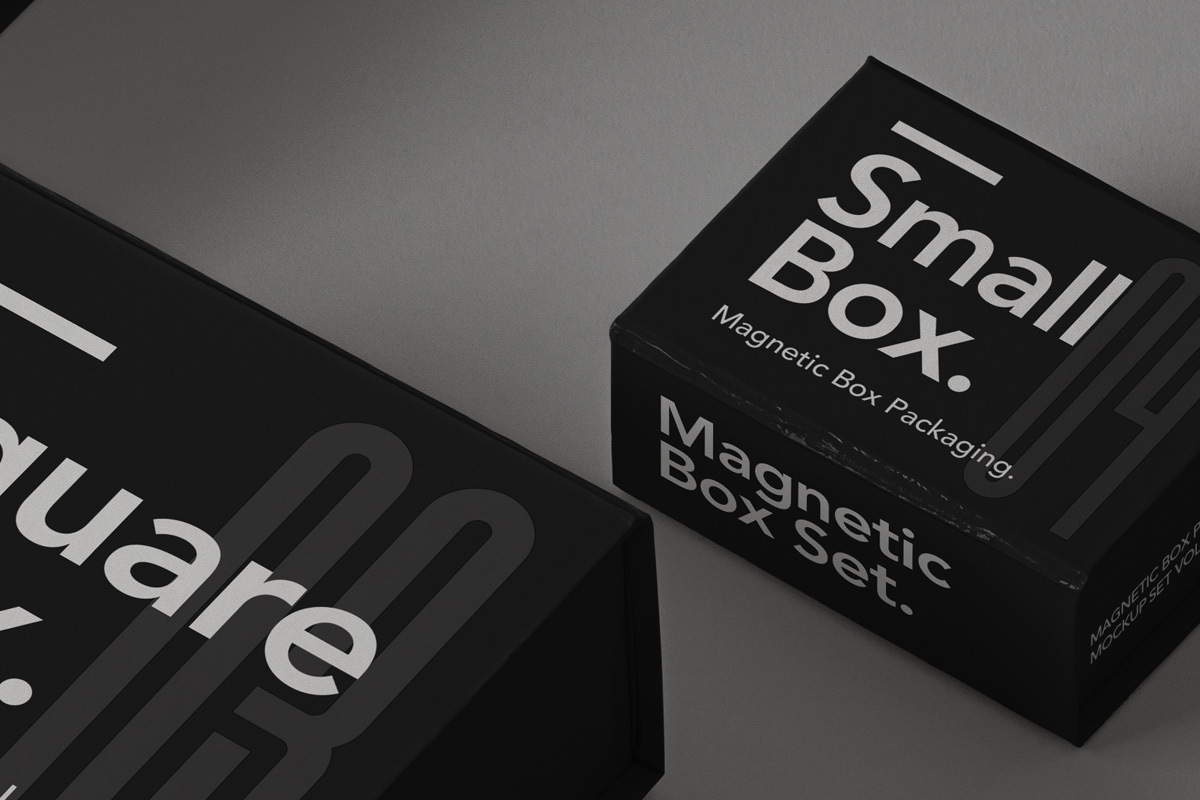 奢华带磁性产品包装盒设计PSD样机合集 Magnetic Psd Box Packaging Mockup Set 2_img_2