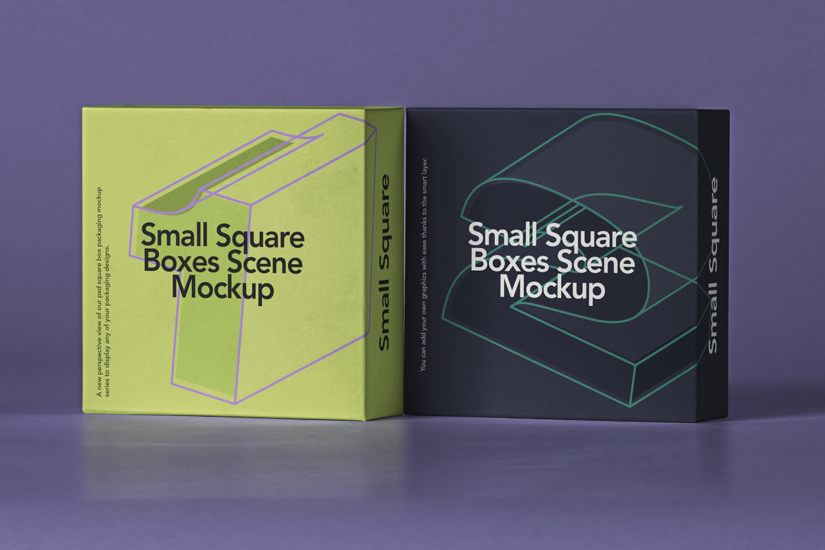 方形产品包装纸盒设计PSD样机合集 Small Psd Square Box Mockup Set_img_2