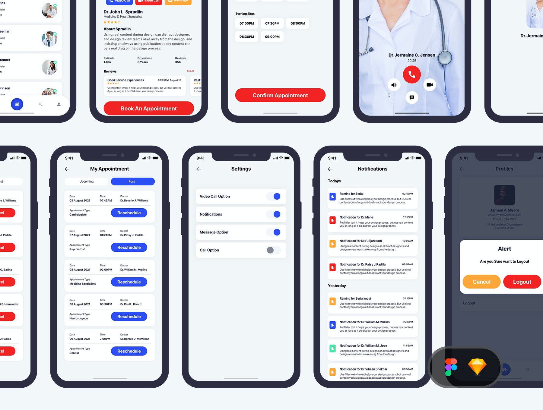 医院挂号卫生保健APP应用程序UI界面设计套件 Hospital & HealthCare Mobile App UI_img_2