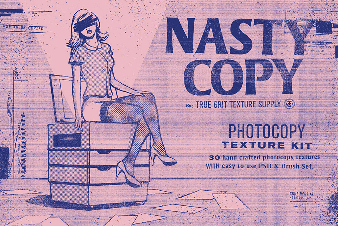 潮流复古做旧复印喷墨纹理背景图片PS设计素材 Nasty Copy Texture Pack_img_2