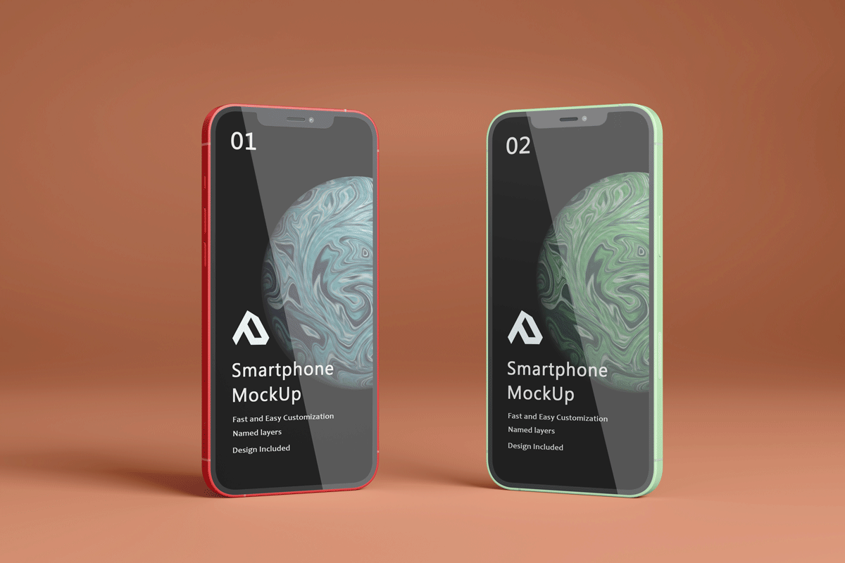 14款苹果iPhone 12手机屏幕演示样机模板素材 Realistic Smartphone Mockup_img_2