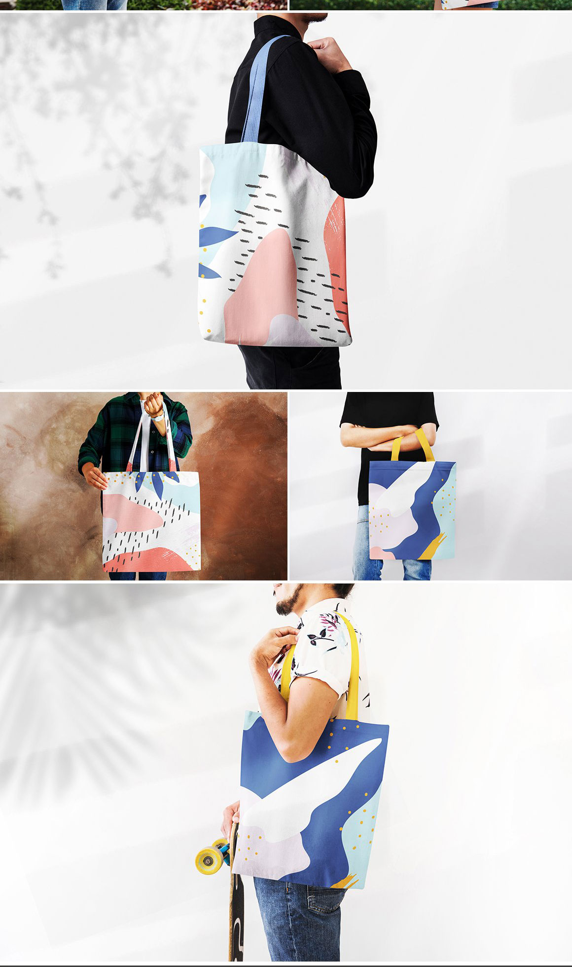 亚麻帆布袋印花图案设计展示贴图样机合集 Linen Bag On The Way Mockups Bundle_img_2