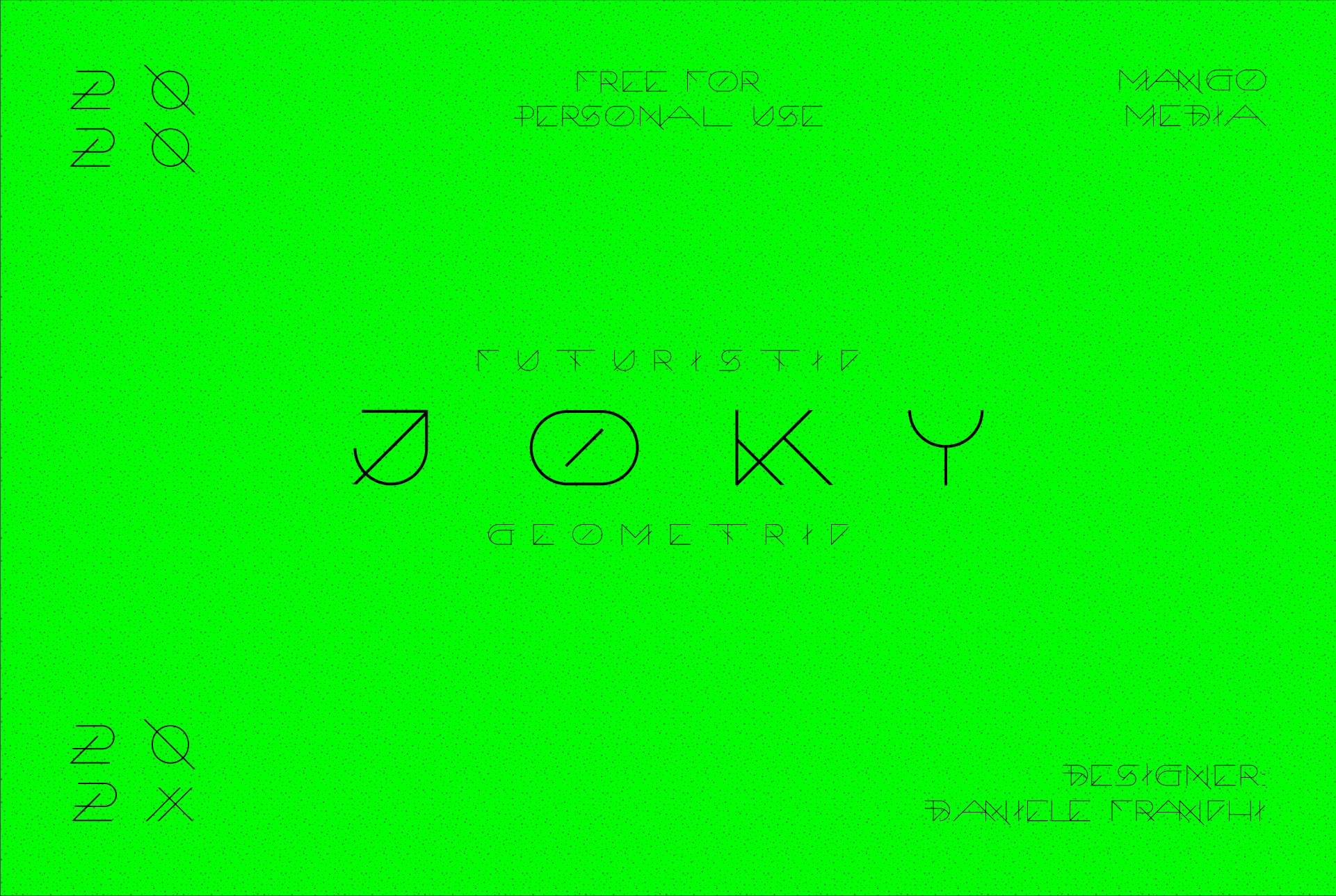 未来科幻几何线条酸性标题徽标Logo大写无衬线英文字体素材 Joky - Light Futuristic Font_img_2