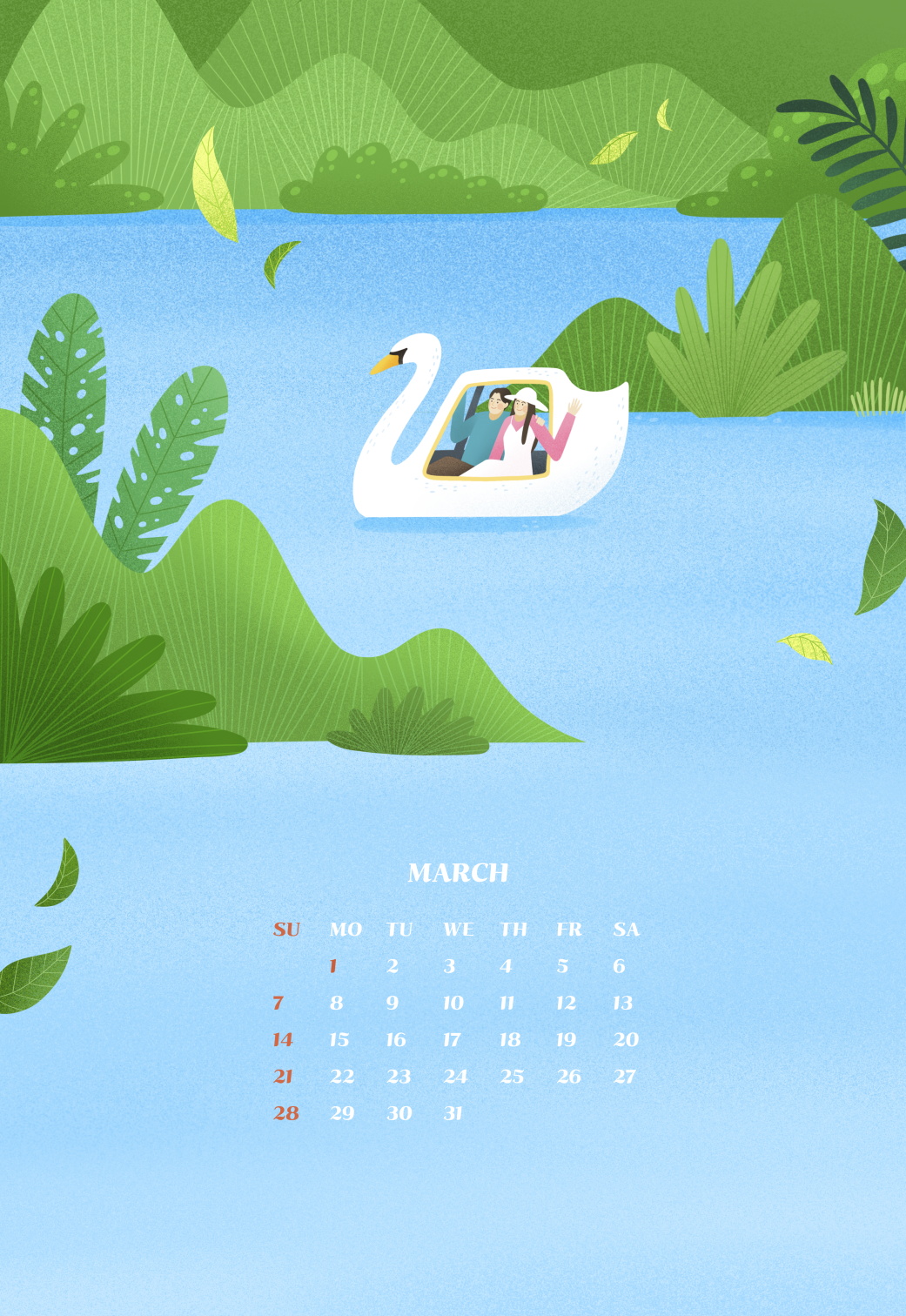 12款新年卡通插画日历台历挂历PSD模板素材 Cartoon Illustration Calendar Template_img_2