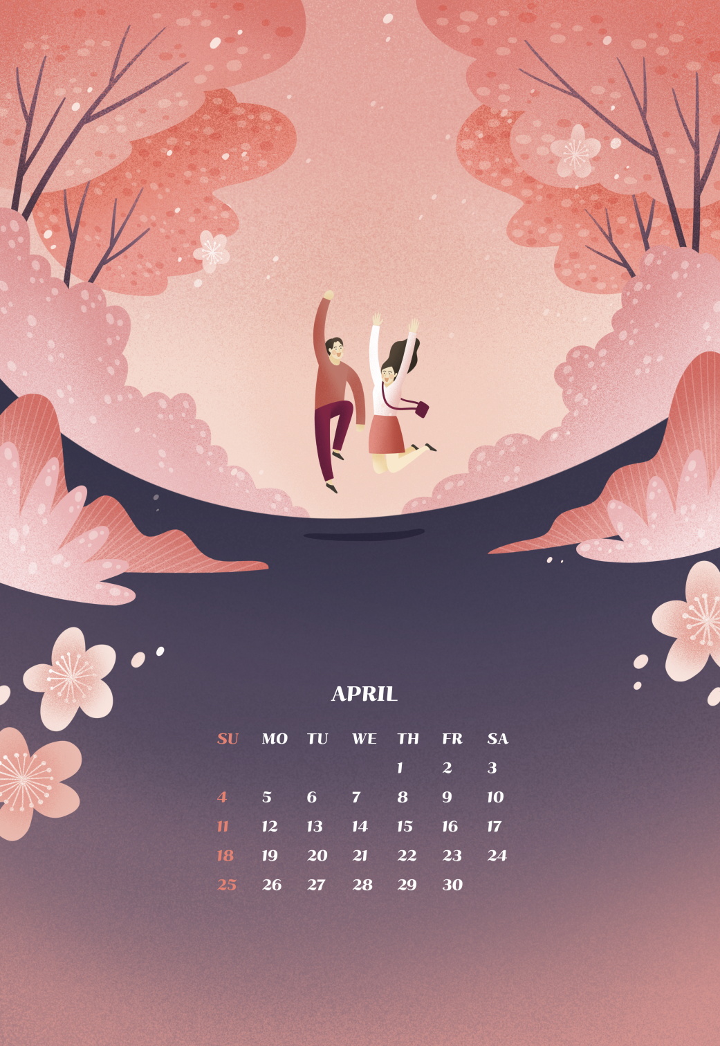 12款新年卡通插画日历台历挂历PSD模板素材 Cartoon Illustration Calendar Template_img_2