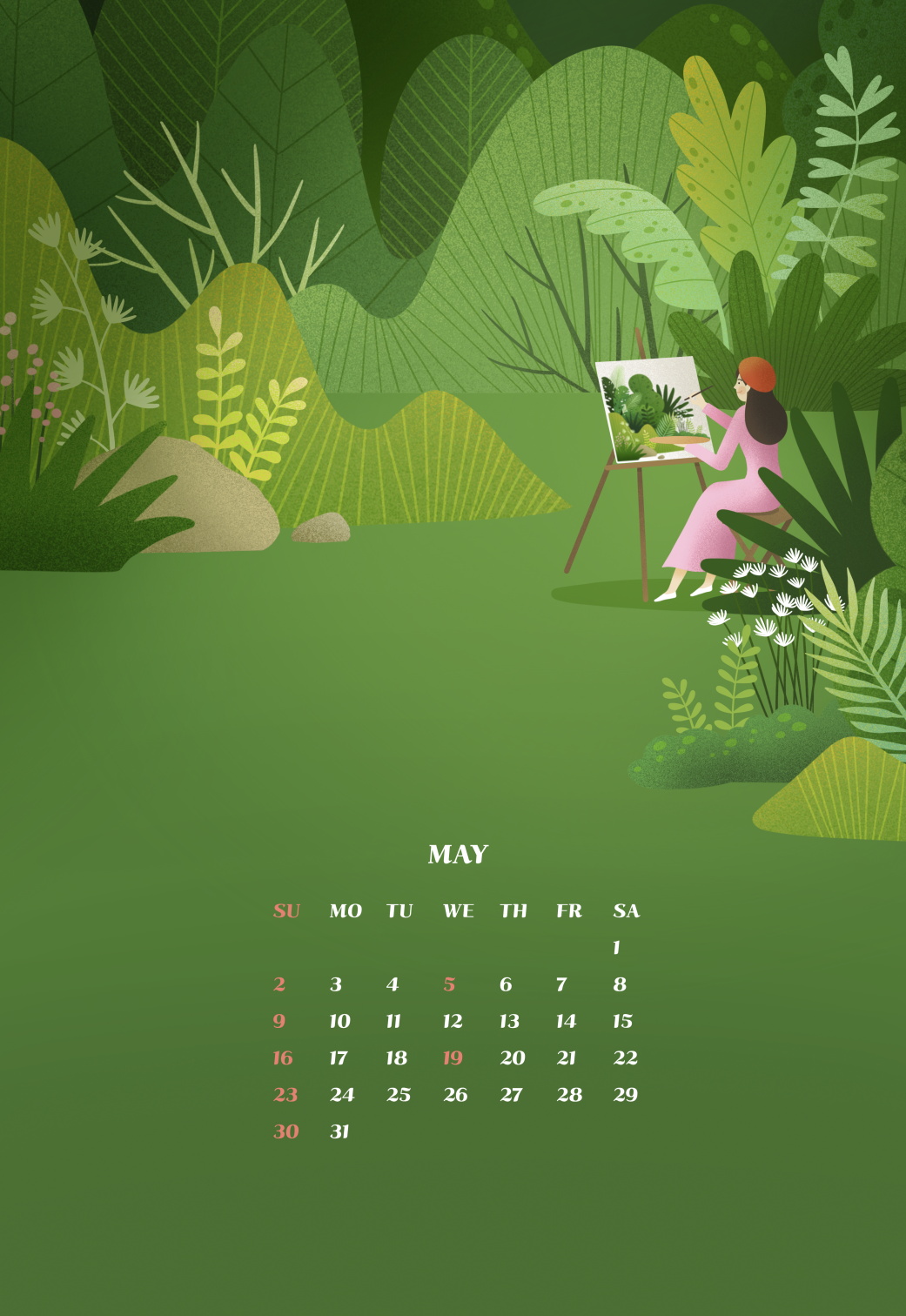 12款新年卡通插画日历台历挂历PSD模板素材 Cartoon Illustration Calendar Template_img_2