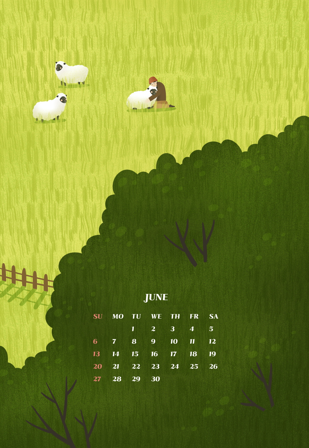 12款新年卡通插画日历台历挂历PSD模板素材 Cartoon Illustration Calendar Template_img_2