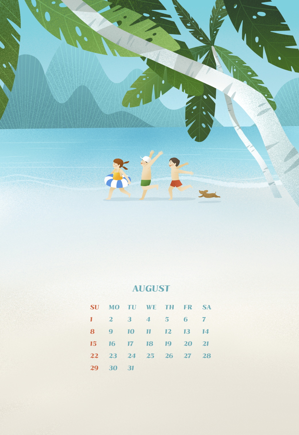 12款新年卡通插画日历台历挂历PSD模板素材 Cartoon Illustration Calendar Template_img_2