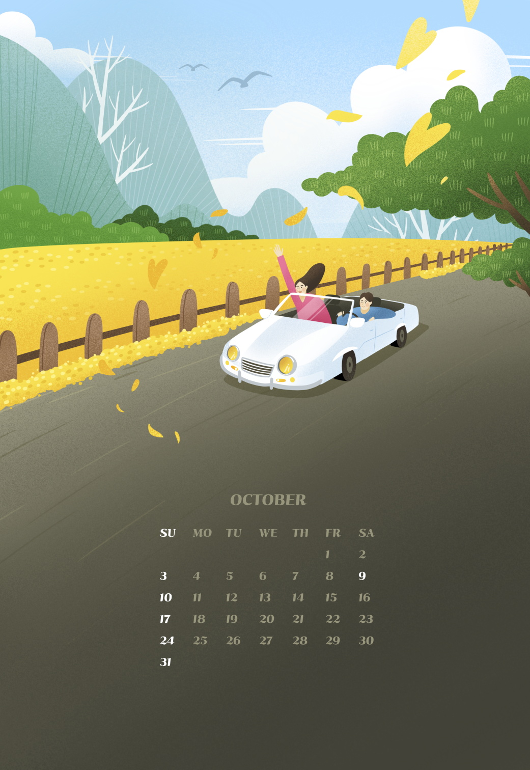 12款新年卡通插画日历台历挂历PSD模板素材 Cartoon Illustration Calendar Template_img_2