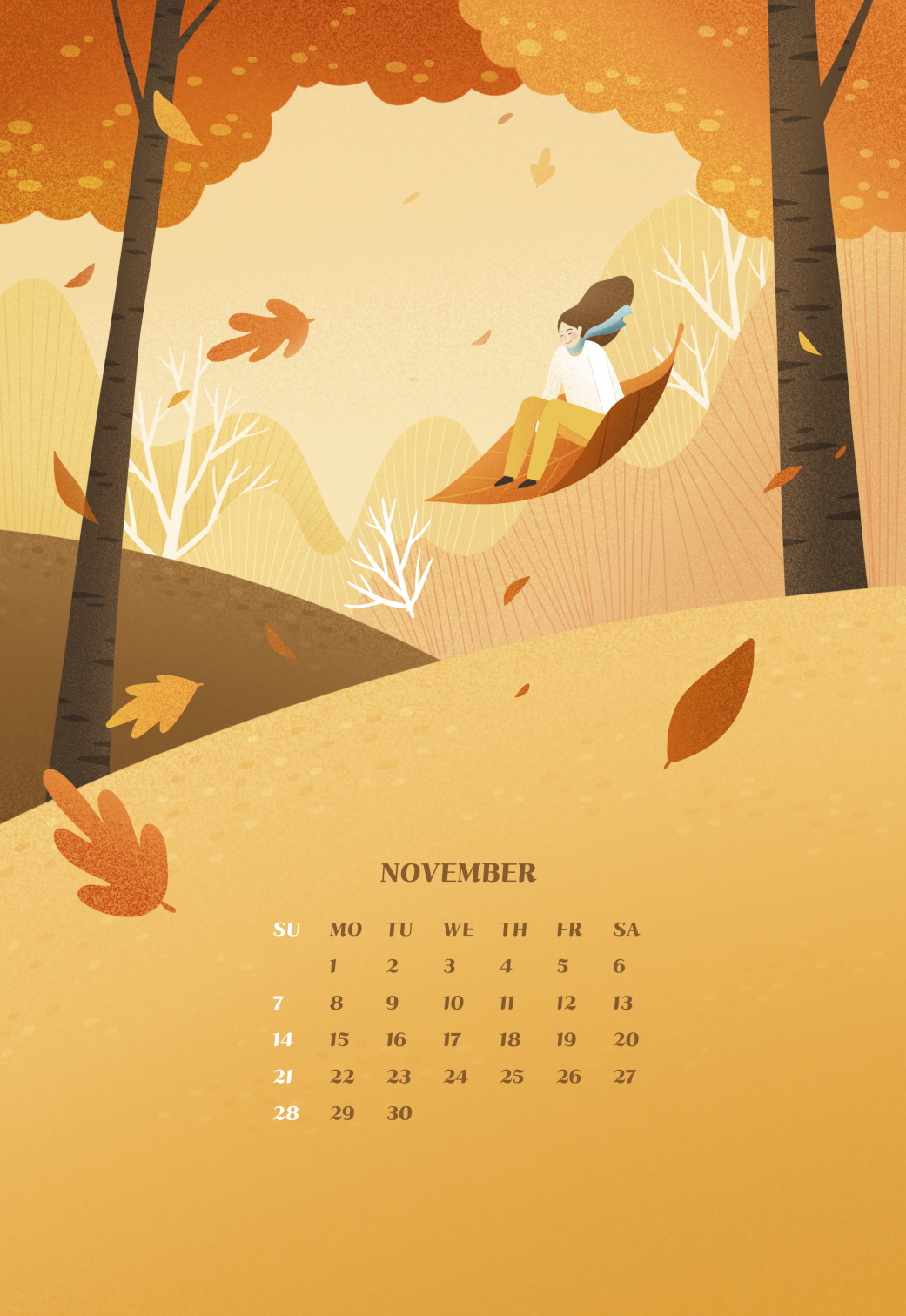 12款新年卡通插画日历台历挂历PSD模板素材 Cartoon Illustration Calendar Template_img_2