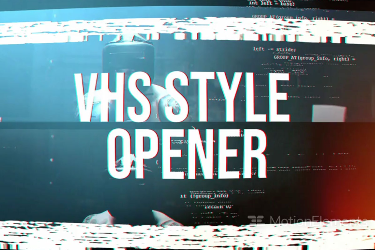 潮流像素故障风标题徽标Logo设计AE视频模板素材 VHS Style Opener_img_2