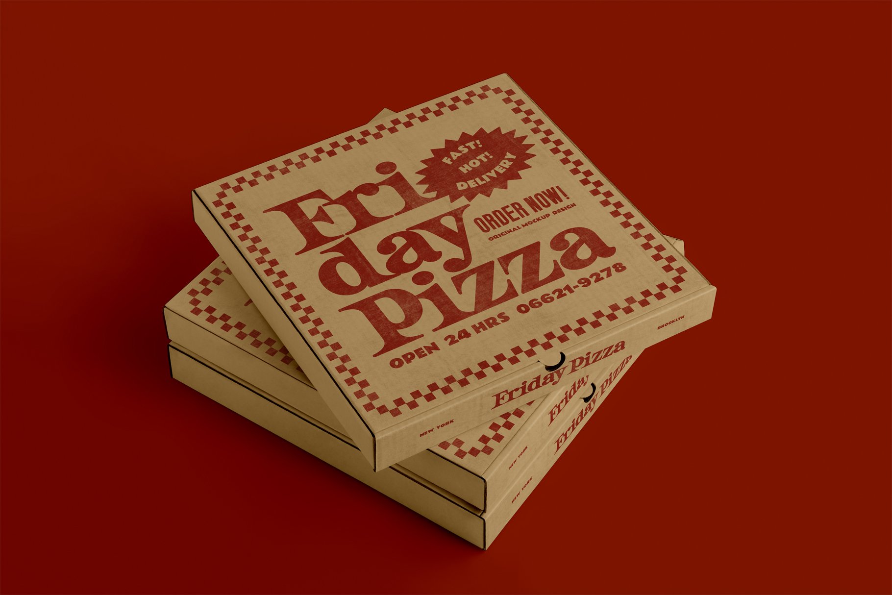 3款比萨外卖包装纸盒设计展示贴图样机 3 Pizza Box Mockup_img_2