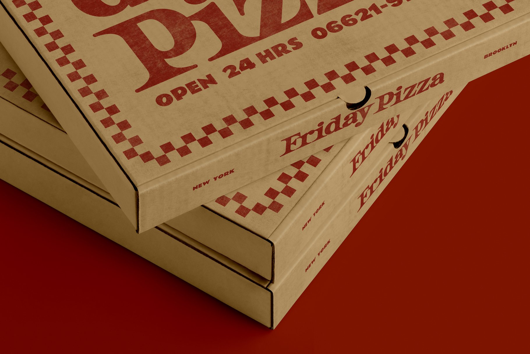 3款比萨外卖包装纸盒设计展示贴图样机 3 Pizza Box Mockup_img_2