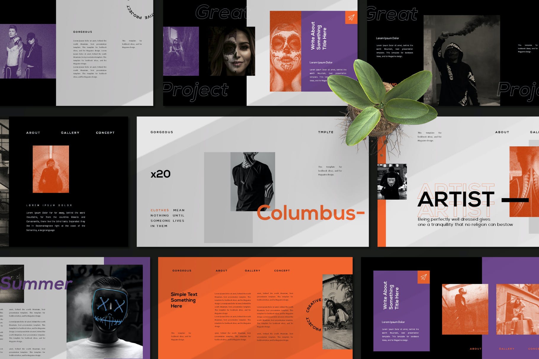 新潮潮牌摄影作品集图文排版幻灯片设计模板 Columbus Powerpoint Template_img_2