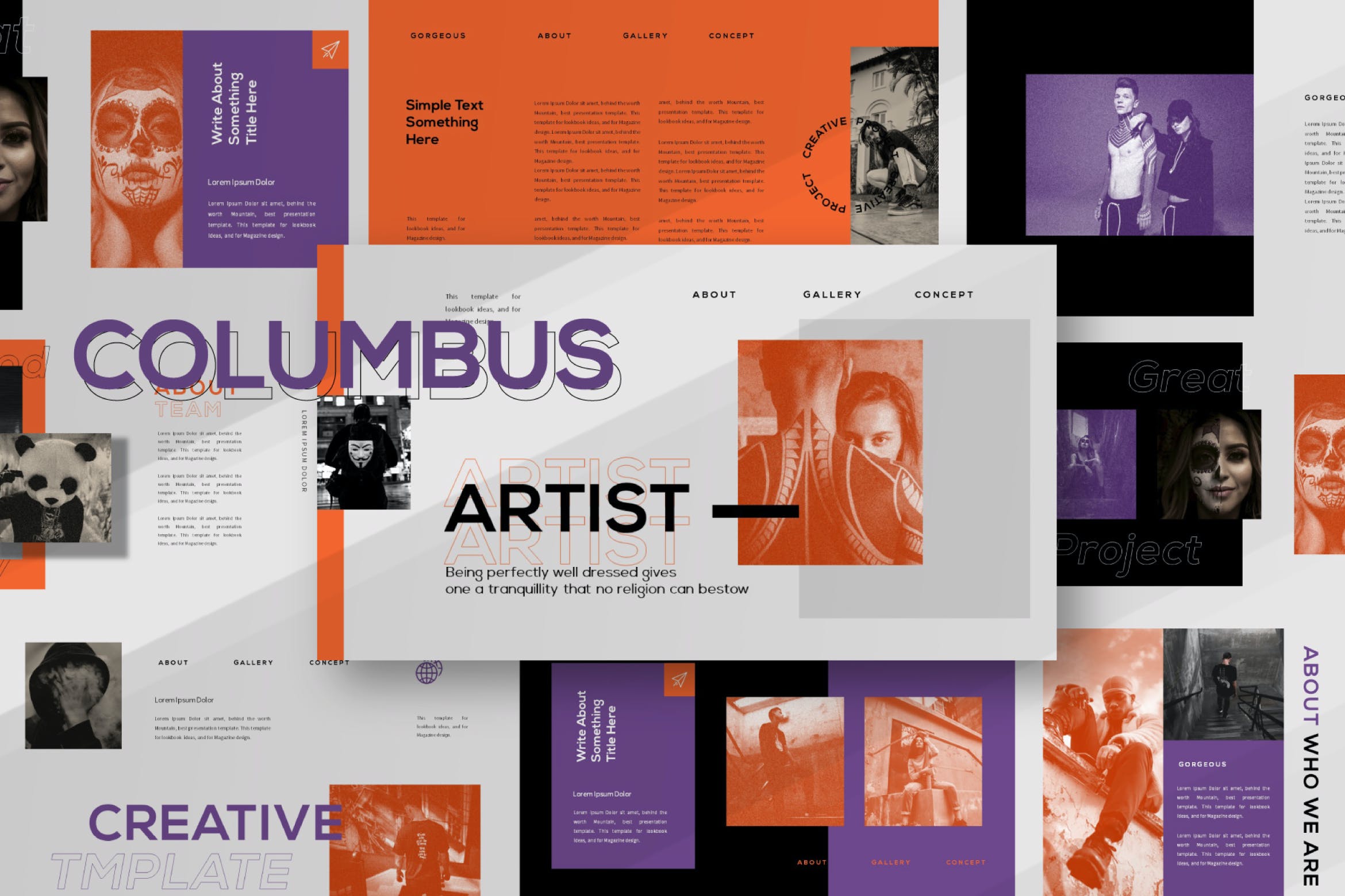 新潮潮牌摄影作品集图文排版幻灯片设计模板 Columbus Powerpoint Template_img_2